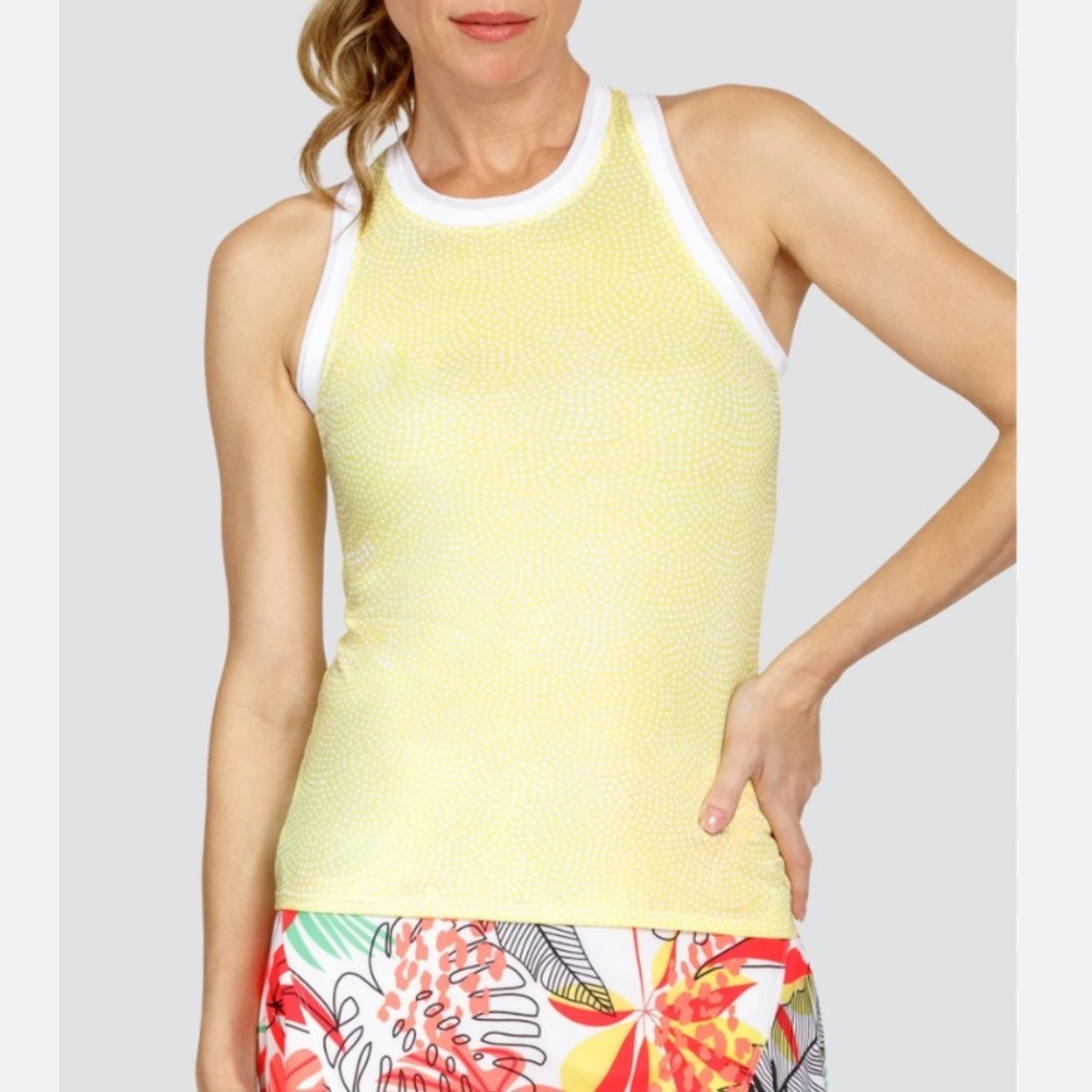 TAIL Yellow and White Echo Tank in Tangled Dots S